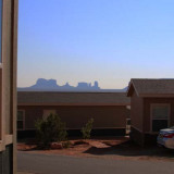 Ontbijt uitzicht vanuit huisje in Monument Valley