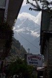 Uitzicht vanuit Lukla de bergen in